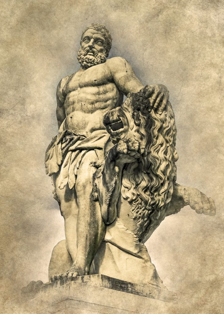Il mostro ligure idra. Statua di Ercole